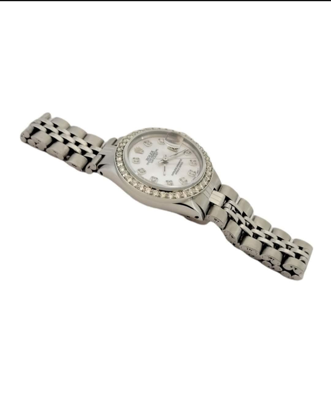 Moderne Rolex datejust en acier avec diamants MOP, anniversaire pour femmes 26 mm en vente