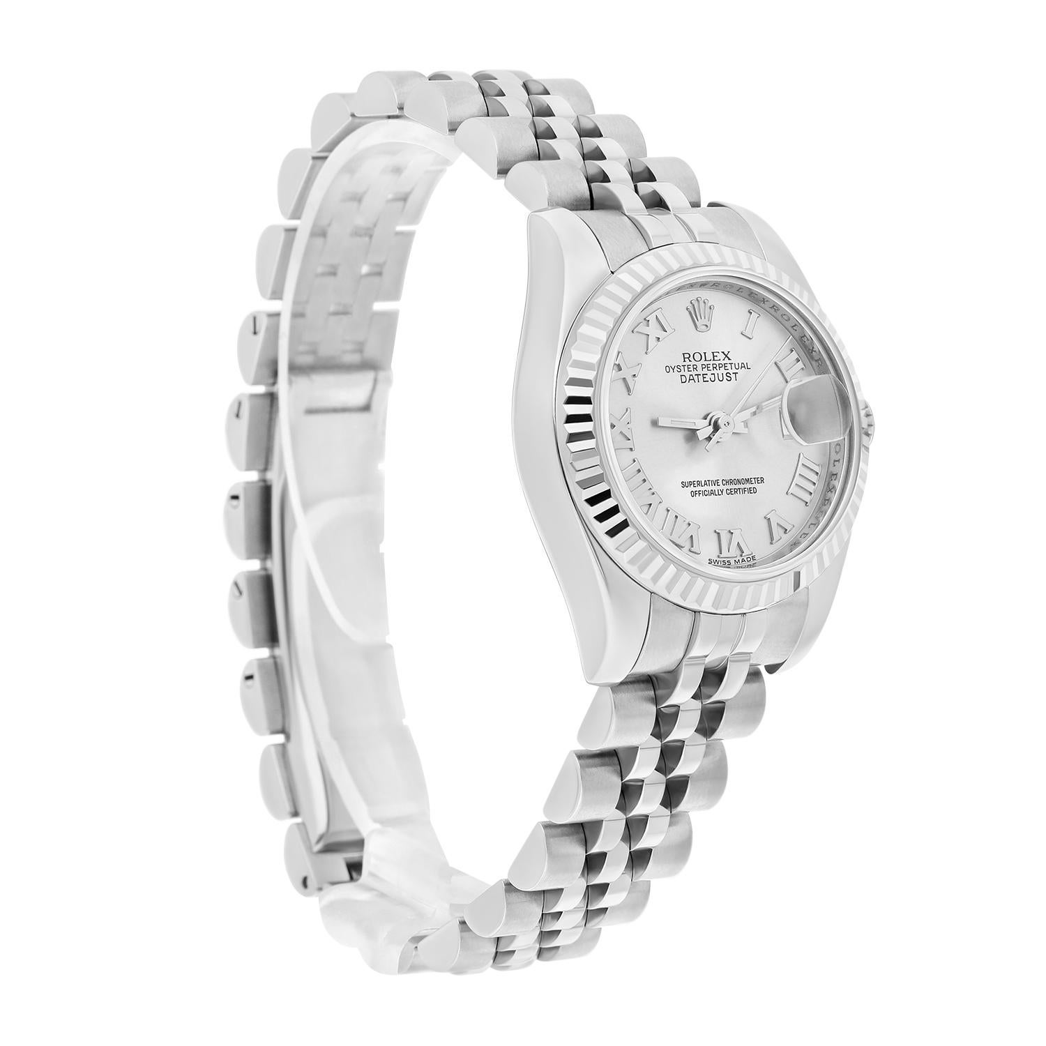 Modern Rolex 26mm Lady-Datejust 179174 Steel & White Gold Watch Silver Dial Jubilee