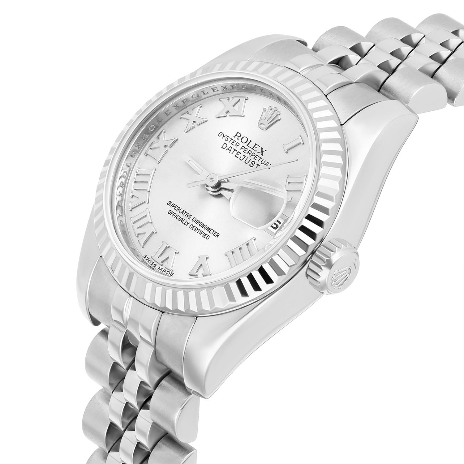 Rolex 26mm Lady-Datejust 179174 Steel & White Gold Watch Silver Dial Jubilee 1