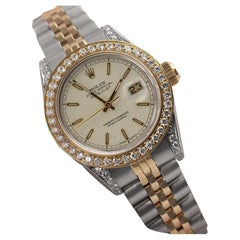 Rolex Lady-Datejust Diamant-Lünette & Gepäcktaschen Cremefarbenes Jubiläums-Zifferblatt 69173