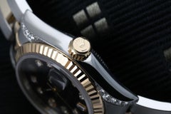 Rolex 26mm Lady-Datejust Two-Tone Black Color Dial with 8 + 2 Diamond + Lugs