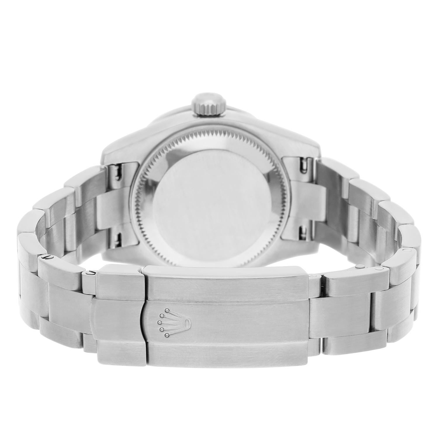 Rolex 26mm OP Silver Dial Stainless Steel Ladies Watch 176200 Diamond Accent For Sale 2