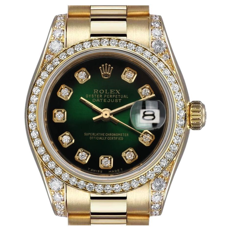 Rolex Montre présidentielle en or 18 carats avec lunette et cadran en diamants verts 6917 en vente