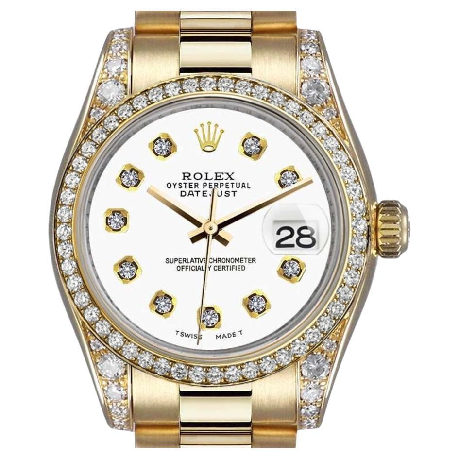 Rolex Presidential 18kt Gold Weißes Diamant-Zifferblatt mit Lünette und Gepäckstücken 6917 im Angebot