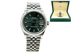 Rolex 278240 Datejust Midsize 31 mm Esfera verde Acero inoxidable Jubilee Band Caja
