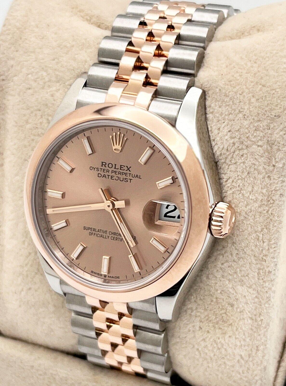 Rolex 278241 Datejust Midsize 31mm Rose Color Dial 18K Rose Gold Stainless Steel In Excellent Condition For Sale In San Diego, CA