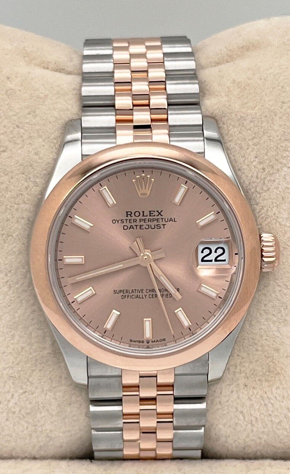 Women's Rolex 278241 Datejust Midsize 31mm Rose Color Dial 18K Rose Gold Stainless Steel For Sale