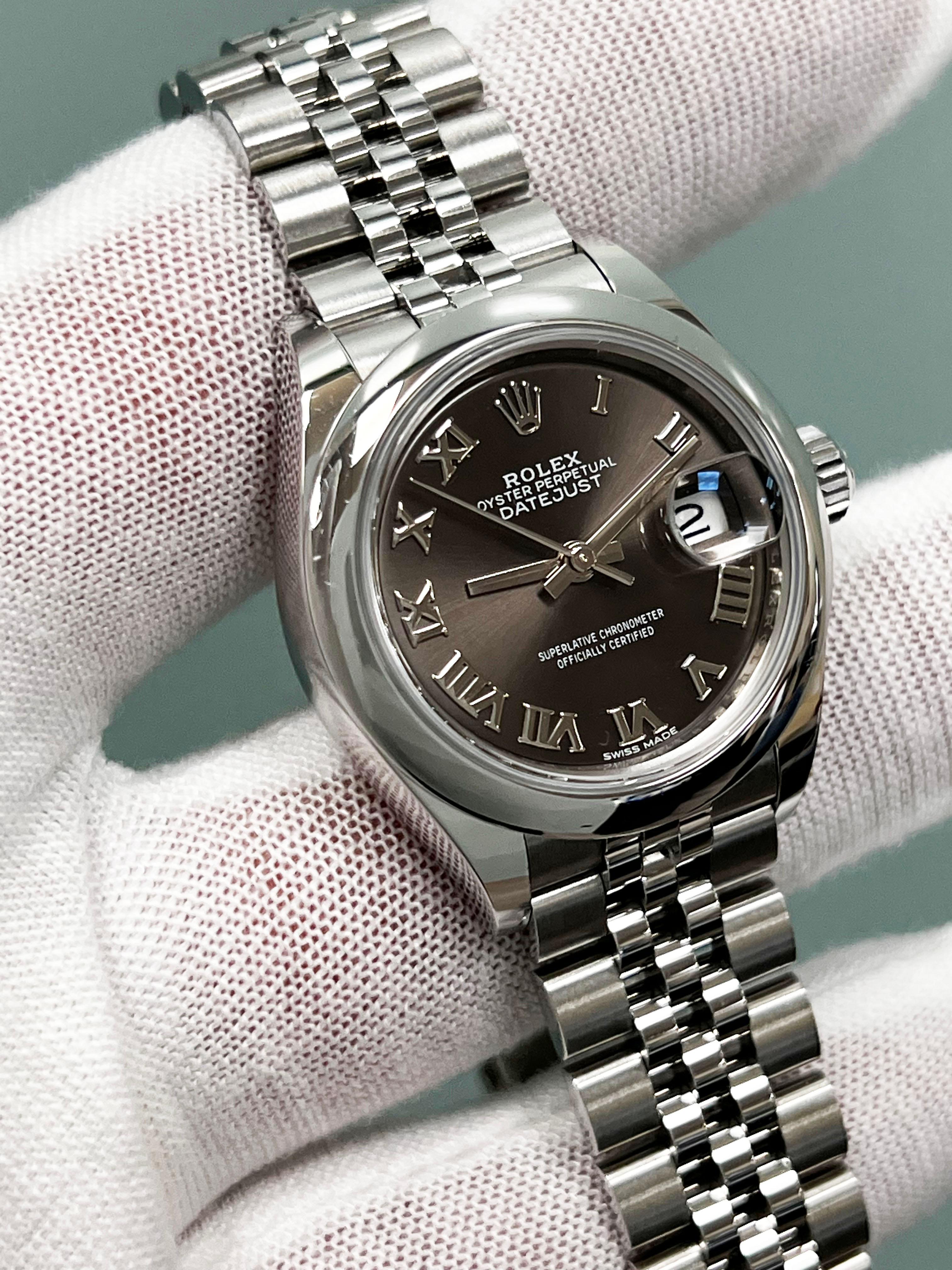 Rolex 279160 Ladies Datejust 28mm Dark Grey Dial Steel Box Paper 2020 In Excellent Condition For Sale In San Diego, CA