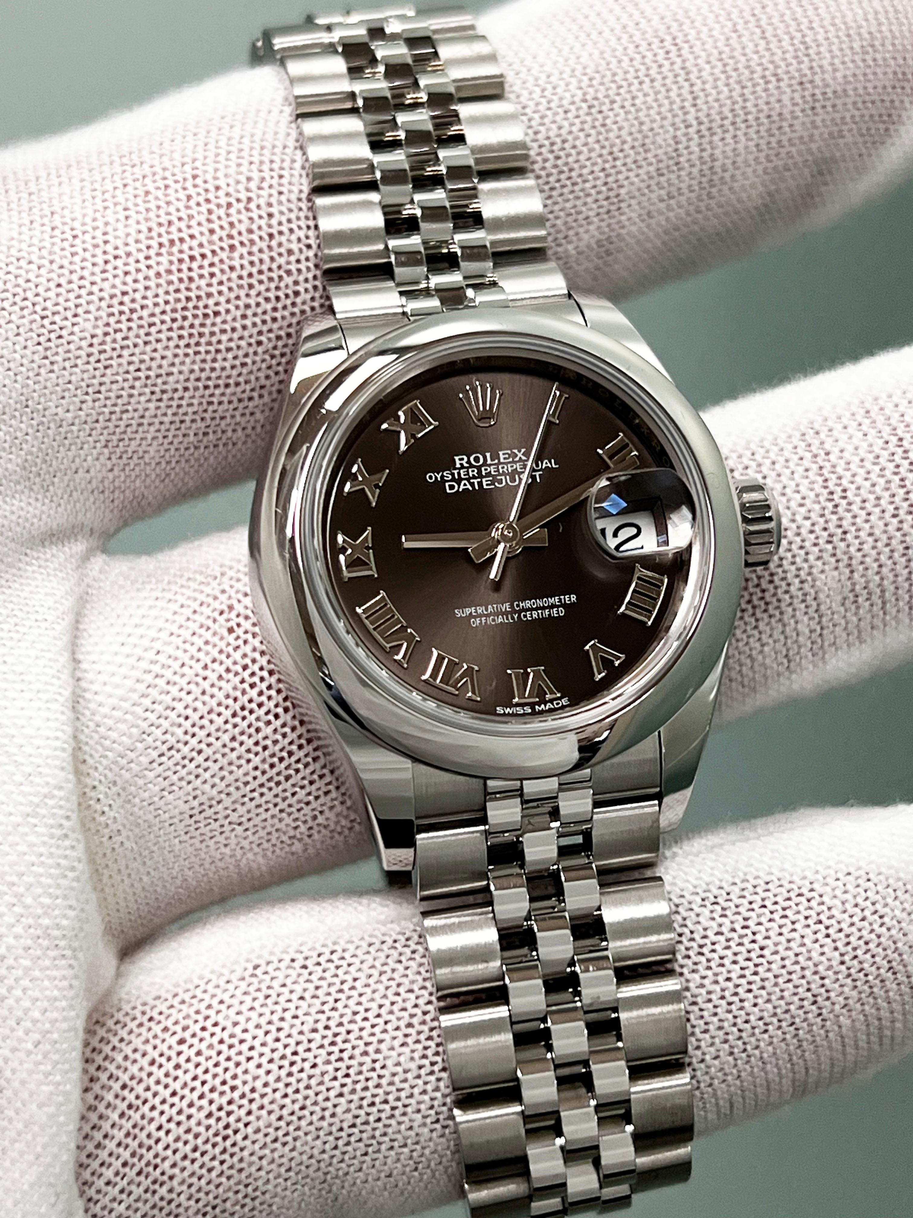 Women's Rolex 279160 Ladies Datejust 28mm Dark Grey Dial Steel Box Paper 2020 For Sale