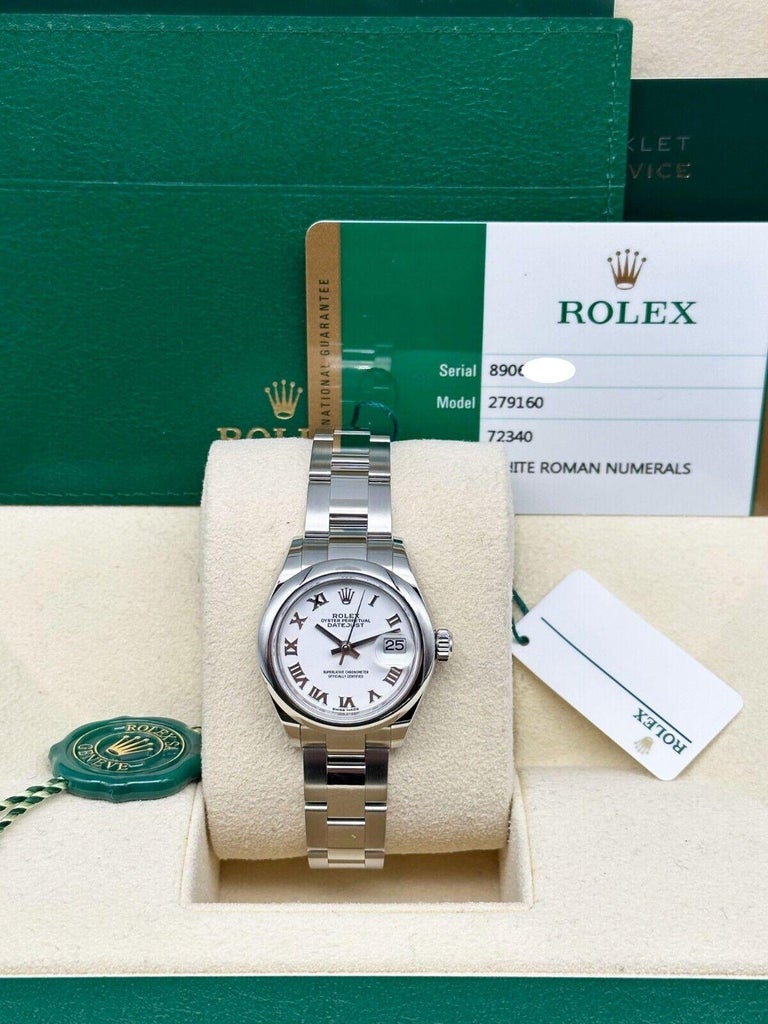 Rolex Ladies Datejust 279160 White Roman Dial Steel Box Paper For Sale ...