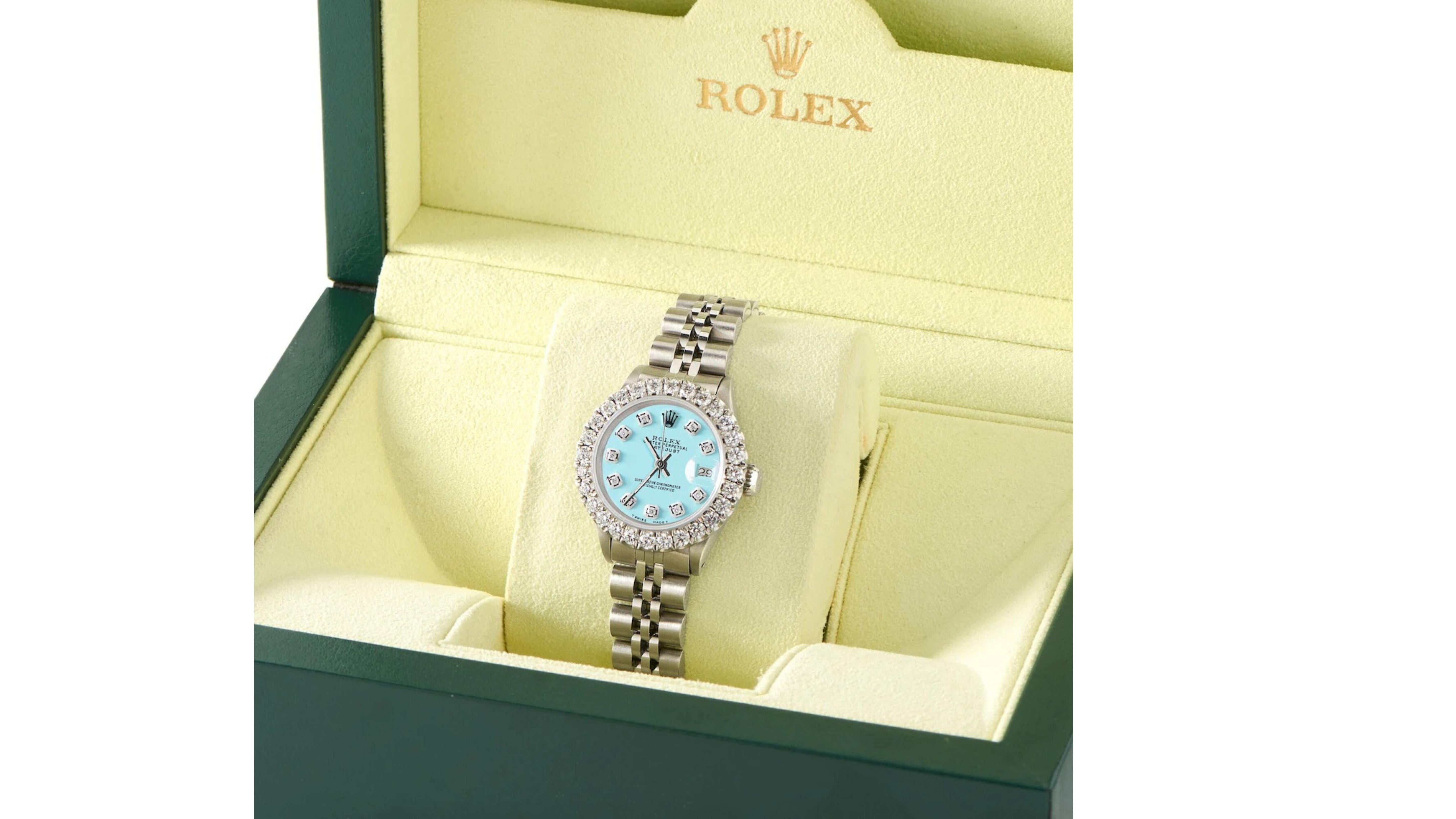 Mixed Cut Rolex 2ct Diamond Ladies Watch Datejust Custom For Sale