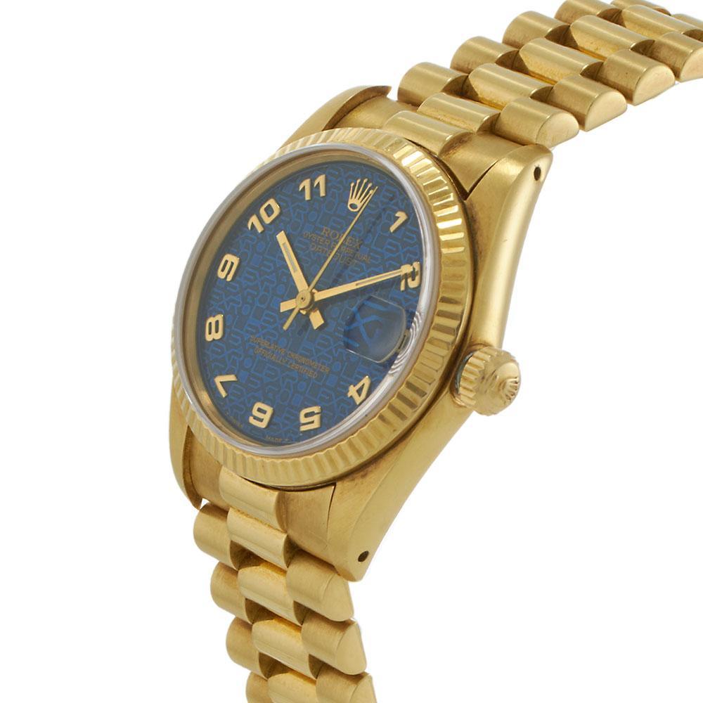 Rolex 31MM or jaune 18KT Datejust Ref. 6827 avec cadran bleu jubilé en vente 1