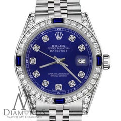 Rolex Datejust Lunetta con diamanti blu e zaffiri e anse di diamanti