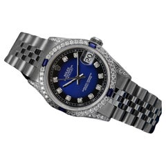 Vintage Rolex Datejust Blue Vignette Diamond Dial with Sapphires and Diamonds 68274