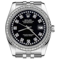 Rolex Datejust 68274 Maßgefertigtes Diamant-Lünette in Schwarz mit Diamant-Akzent-Zifferblatt