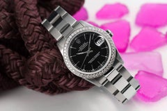 Rolex Datejust Diamond Bezel Black Dial Steel Oyster Watch