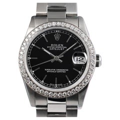 Rolex Datejust Diamond Bezel Black Dial Steel Oyster Watch