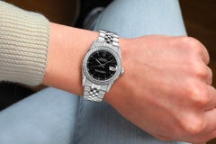 Rolex Datejust Diamond Bezel / Lugs Black Index Dial Steel Watch