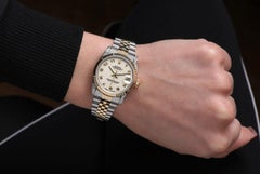Rolex Datejust Fluted Bezel Diamond Lugs Cream Dial Two Tone Women's Watch