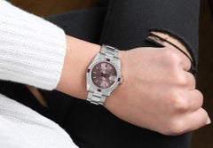 Rolex Datejust 68274 Pink Stick Dial Oyster SS Watch Diamond & Ruby Bezel