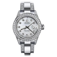 Rolex Datejust 68274 S/S White MOP RT Dial Diamond Bezel+Lugs+Oyster Bracelet