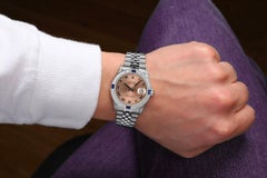 Rolex Datejust Salmon Roman Dial Diamonds / Sapphires Steel Watch