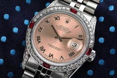 Rolex Datejust Salmon Roman Dial with Diamonds and Rubies Steel Watch