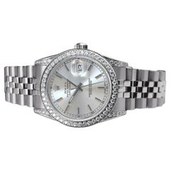 Rolex Datejust Silver Index Dial Diamond Bezel / Lugs Steel Watch