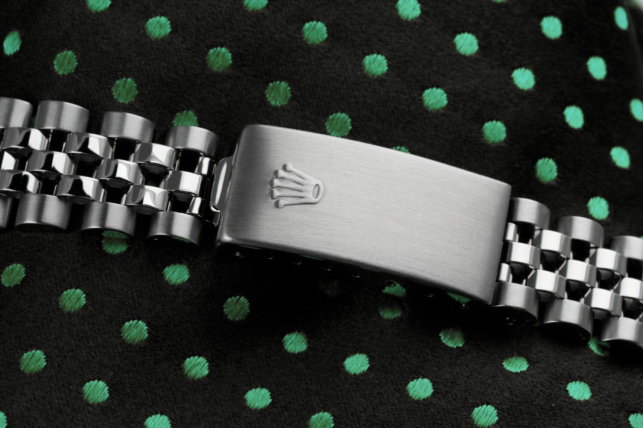 Rolex 31mm Datejust Silver Stick Dial with Diamond & Emerald Bezel Steel Wrist Watch 68274

