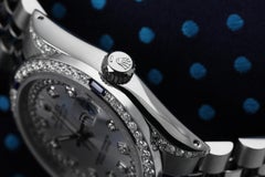 Rolex Datejust Silver String Diamond Dial Bezel with Sapphires and Diamond
