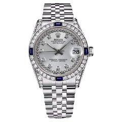 Rolex Datejust Silver String Diamond Dial Lunetta con Zaffiri e Diamante