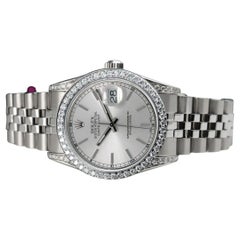 Vintage Rolex Datejust 68274 SS Custom Diamond Bezel & Lugs Silver Index Dial Watch