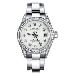 Rolex Datejust 68274 SS Weißes Oyster-Armband mit Diamant-Lünette und Schultern 