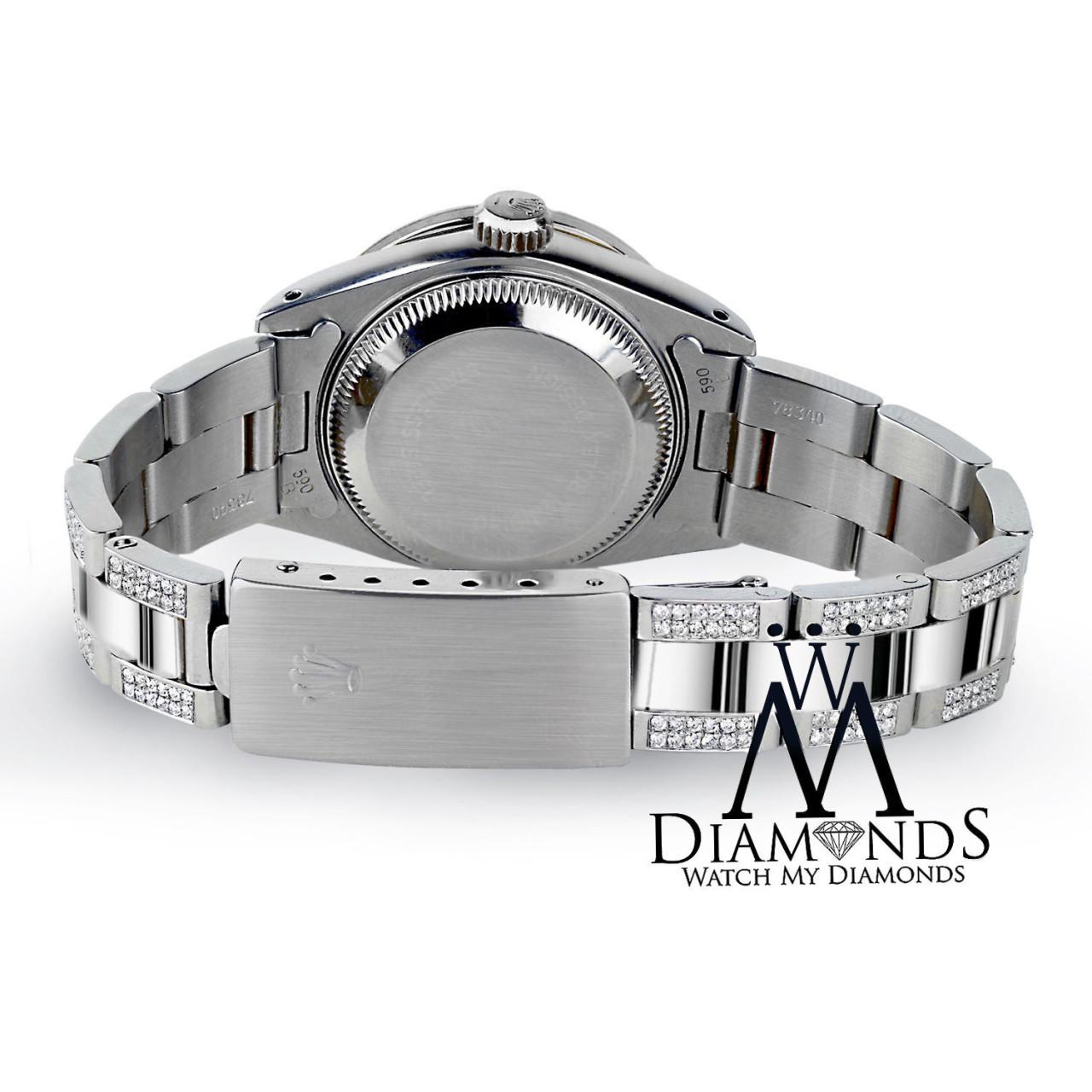 Rolex Montre Datejust 31mm en acier avec bracelet en forme d'huître et lunette en argent et diamants Unisexe en vente