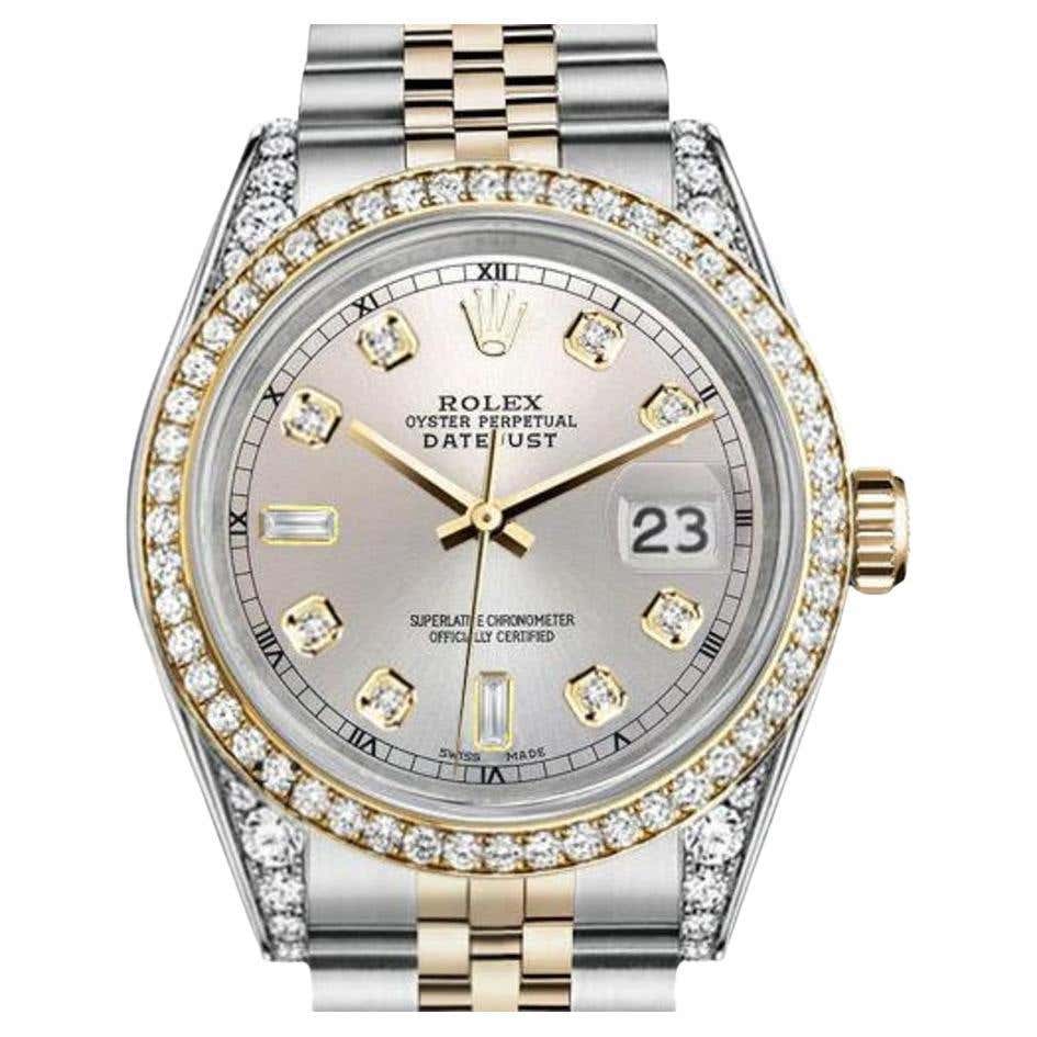 Rolex Pattern Rolex Datejust 31mm 2.95ct Diamond Bezel/Lugs/Pink Baguette Dial Watch ...