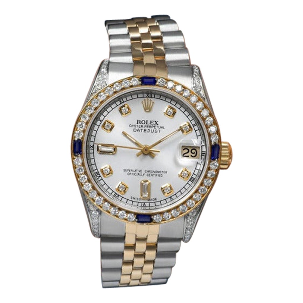 Rolex 31mm Datejust zweifarbige Jubiläums-Silber-Zifferblatt Diamant-Akzent-Uhr 68273
