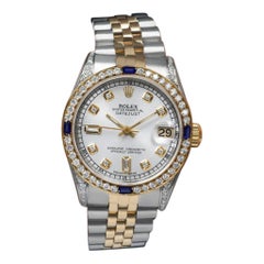 Rolex 31mm Datejust Two Tone Jubilee Quadrante Silver Orologio con diamanti 68273