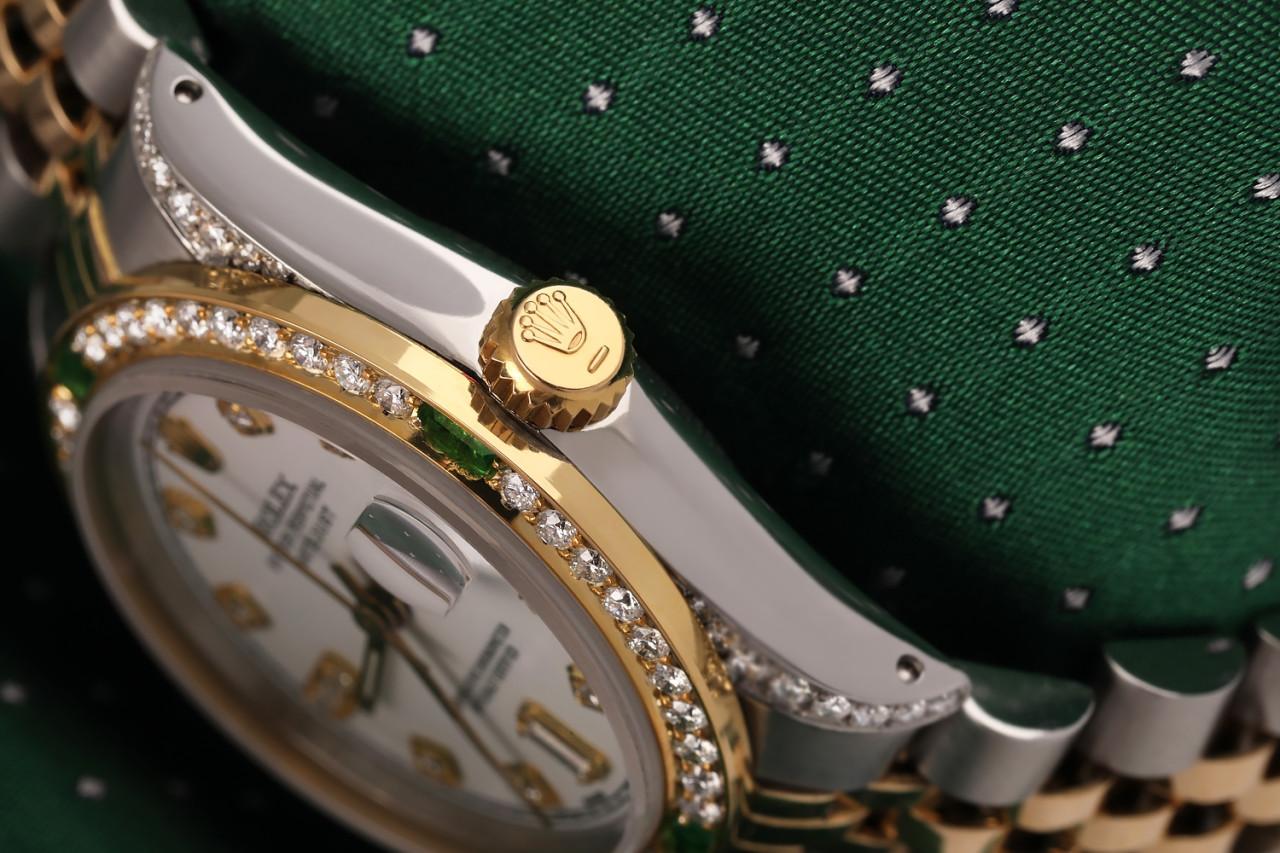 Rolex 31mm Datejust zweifarbige Jubiläums-Diamant-Uhr mit weißem Zifferblatt (Rundschliff) im Angebot