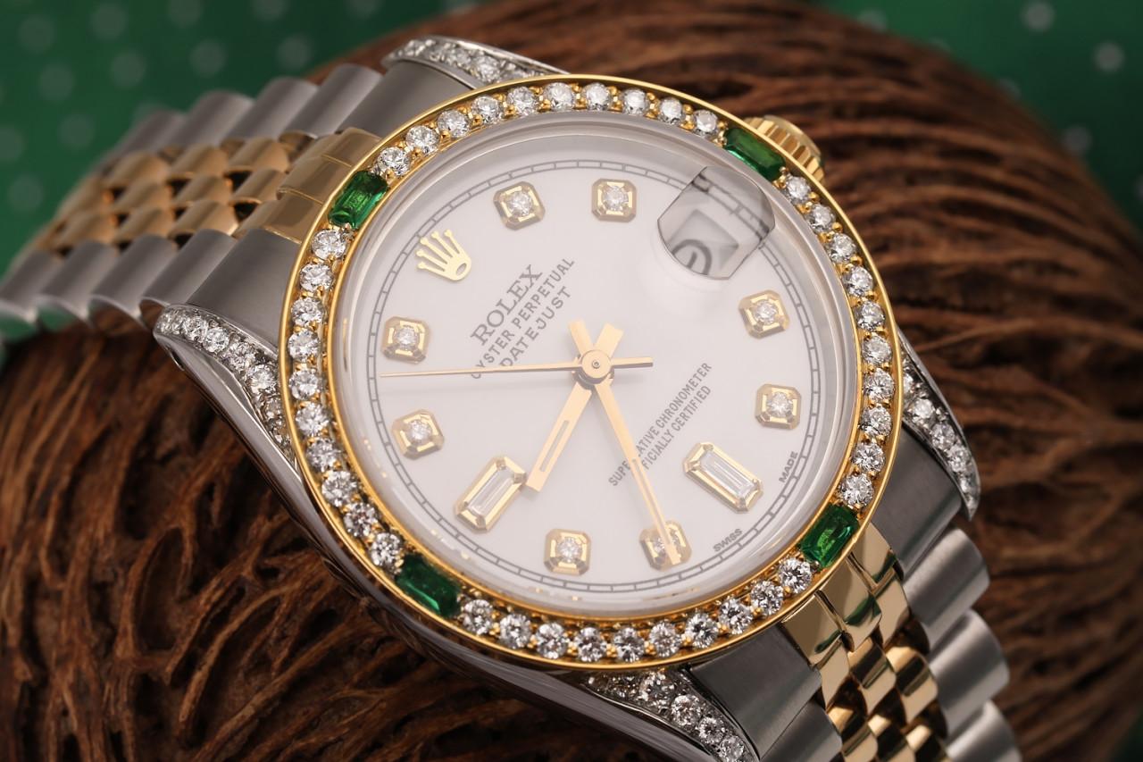 Rolex 31mm Datejust zweifarbige Jubiläums-Diamant-Uhr mit weißem Zifferblatt im Zustand „Hervorragend“ im Angebot in New York, NY