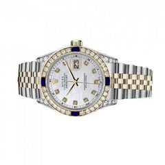 Rolex 31mm Datejust Two Tone Jubilee Esfera Blanca MOP Bisel Acentuado con Diamantes + Tapones