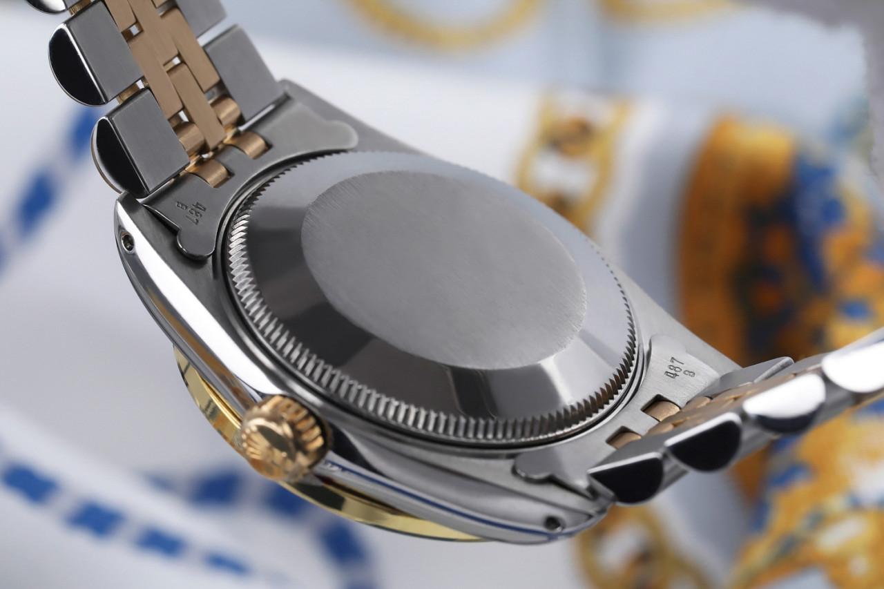 Taille ronde Rolex Montre Datejust 68273 bicolore Jubilee avec cadran MOP blanc et lunette ornée de diamants en vente