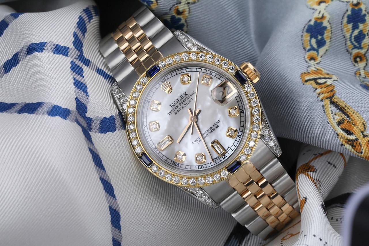 Rolex Datejust 68273 Two Tone Jubilee White MOP Dial Diamond Accent Bezel & Lugs For Sale 1