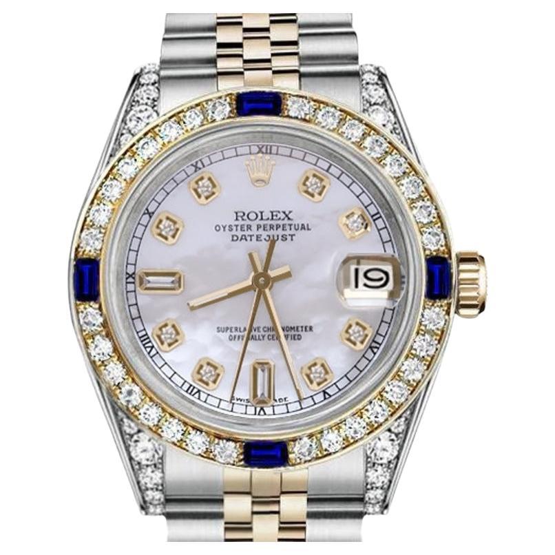 Rolex Montre Datejust 68273 bicolore Jubilee avec cadran MOP blanc et lunette ornée de diamants