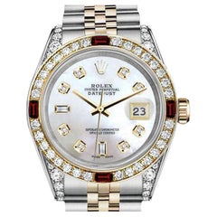 Rolex 31mm Datejust Two Tone Jubilee White MOP Mother Of Pearl 8 + 2 Diamond