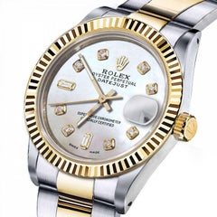 Rolex Datejust Two Tone White MOP Mother of Pearl with 8 + 2 Diamond Watch