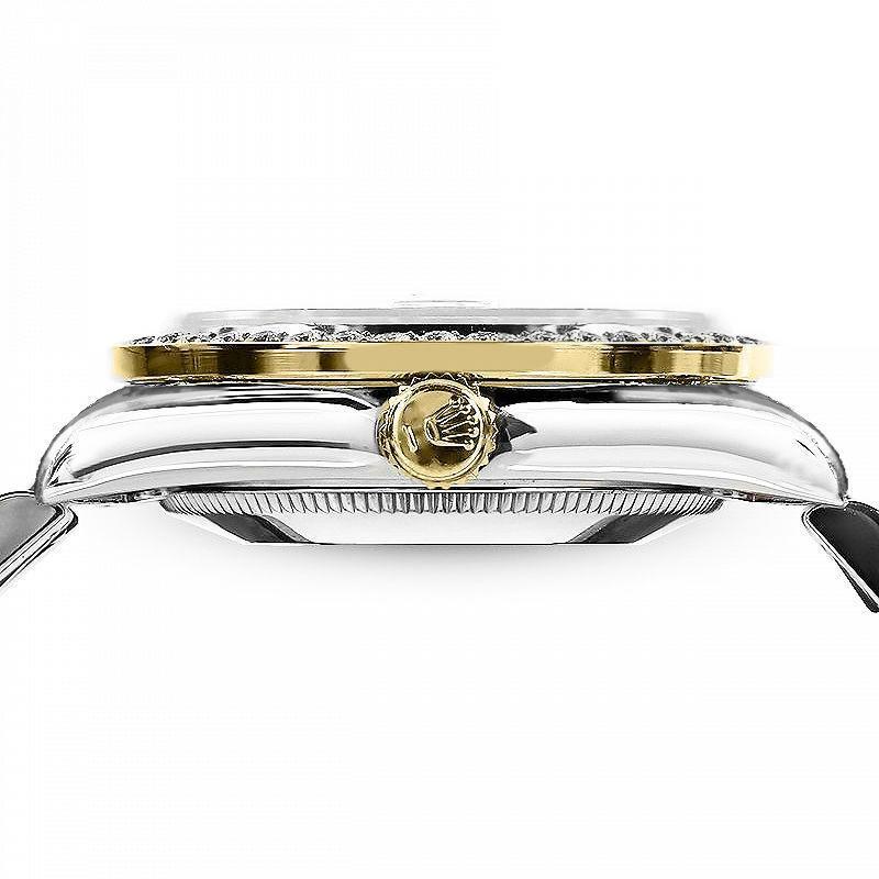 Rolex Montre Datejust 68273 vintage avec lunette en diamants bicolores et cadran en diamants MOP noirs Pour femmes en vente