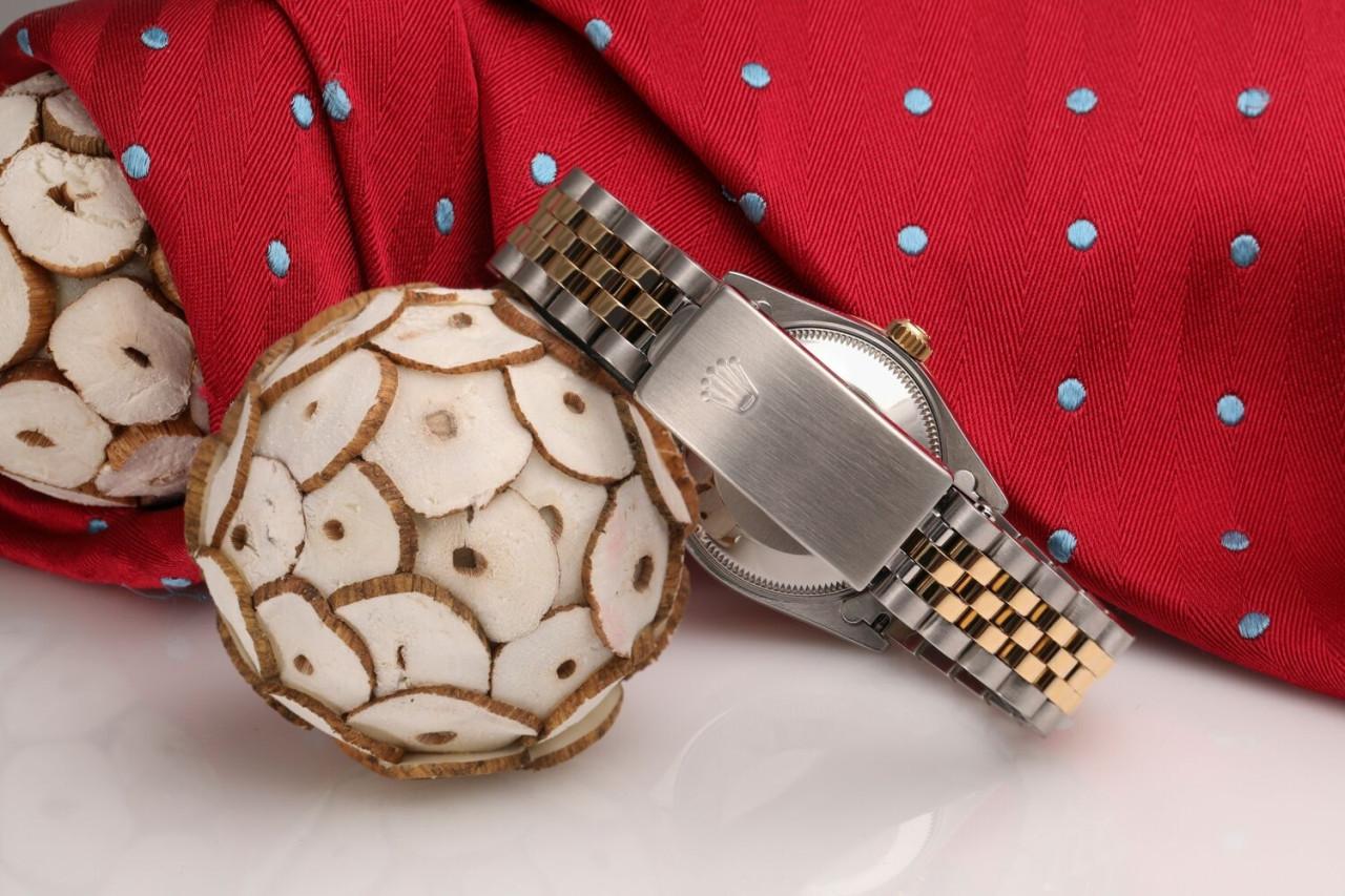 Rolex Montre Datejust vintage avec lunette en diamants bicolores et cadran en diamants blancs MOP 68273 en vente 2