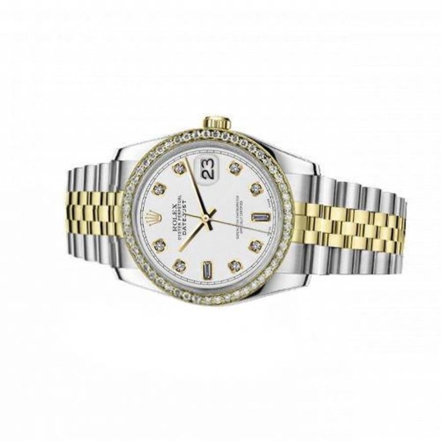 Women's Rolex 31mm Datejust Vintage Diamond Bezel Two Tone White Color Dial with 8+2 Diamond Accent RRT 68273
