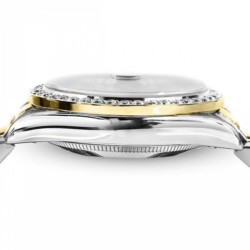 Rolex Montre Datejust vintage avec lunette en diamants blancs et cadran en diamants baguettes Excellent état - En vente à New York, NY