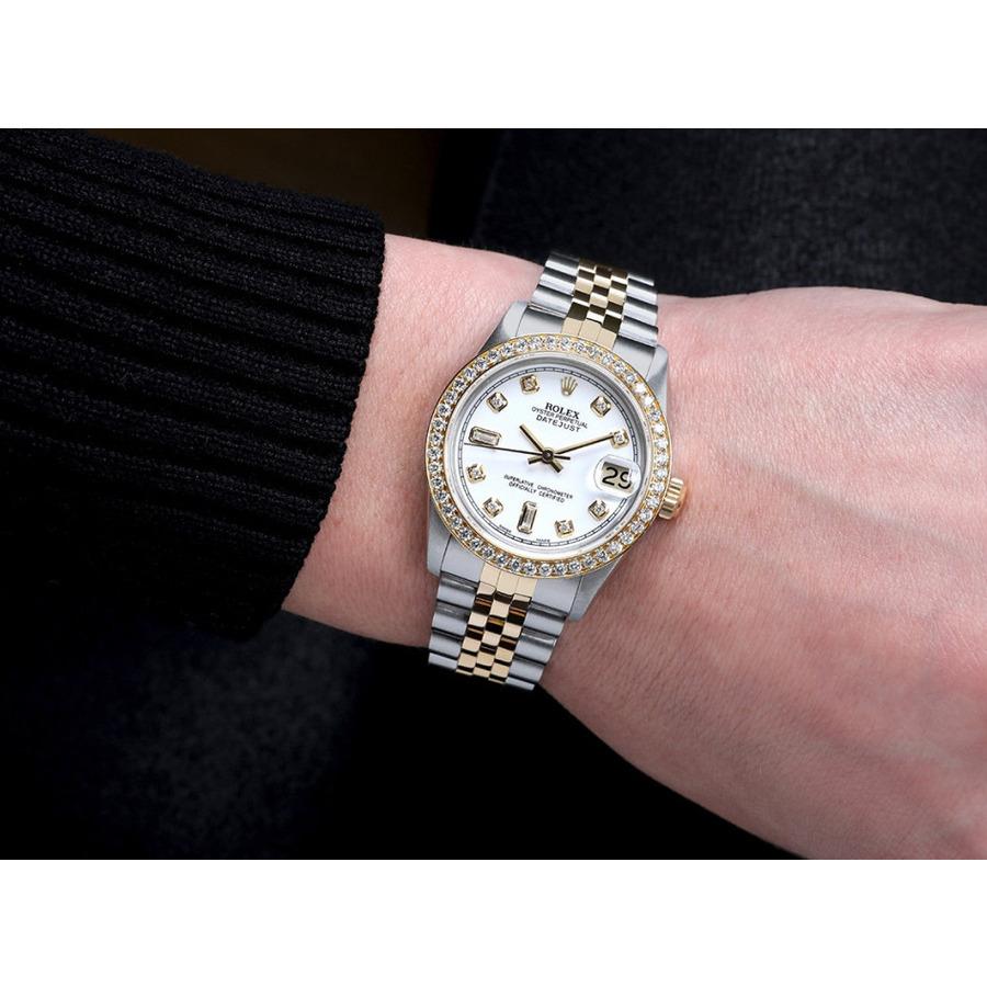 Rolex Datejust Vintage Diamant-Lünette Weißes Farbe-Zifferblatt mit Baguette-Diamant-Zifferblatt im Angebot 1